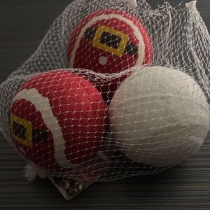 Festive Red and White Christmas Tennis balls
